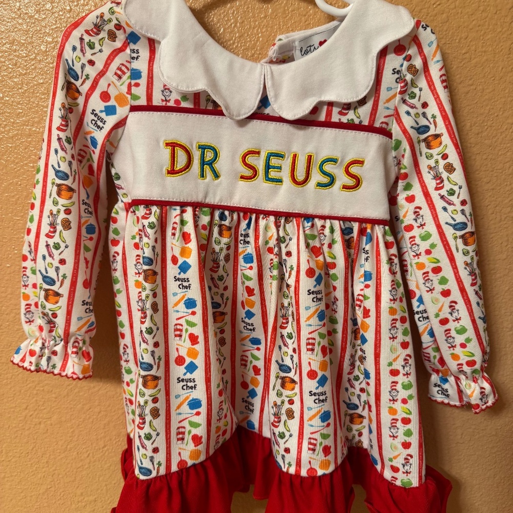Toddler Girl Dr. Suess Long Sleeve Dress Embroidered